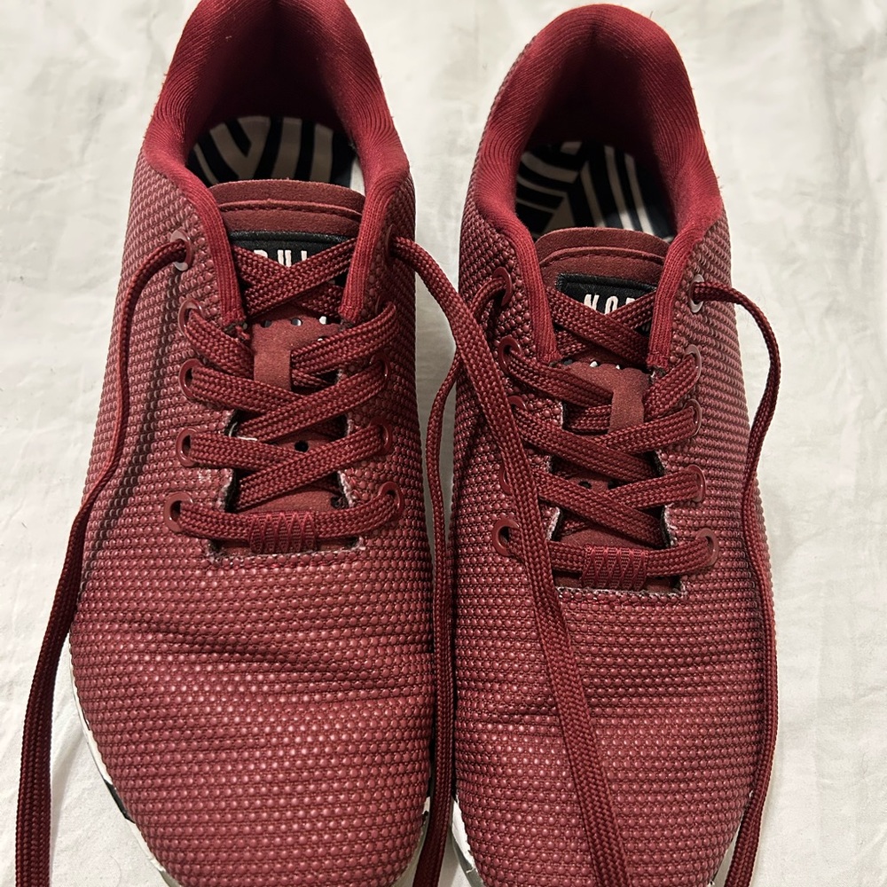 Red Athletic Shoes with Breathable Mesh and Burgundy Laces